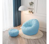 Housse de pouf poire + housse de pouf en forme de pétale (sans haricots) - Housse de pouf poire en mousse à mémoire de forme - Bleu, taille L