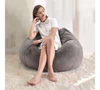 Housse de pouf poire moelleuse pour ranger des jouets en peluche (sans rembourrage) - Lavable - Pour salon, jardin et plus encore - Gris clair - 90 x 110 cm