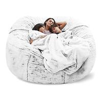 Housse de pouf poire respirante et confortable en fausse fourrure douce pour salon, taille de 1,8 m, canapé paresseux idéal pour adultes, couleur bleu ciel (sans rembourrage)