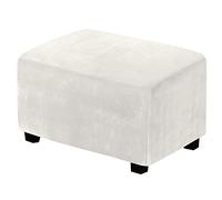 Housse de pouf polyvalente en velours élastique extensible - Blanc doux avec élastique en bas pour salon - Protection en fourrure pour décoration d'intérieur