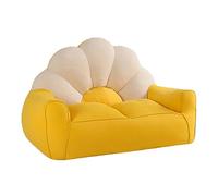 Housse de pouf pour adultes, housse de pouf pour ranger des peluches (sans rembourrage), pouf confortable durable avec dossier haut pour couvertures, serviettes et vêtements, blanc et jaune
