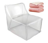Housse de pouf - Rangement de jouets en peluche de 60 cm pour espaces organisés, transparent avec tissu, organiseur réutilisable pour adultes, décoration de chambre, canapé relaxant, canapé, lit