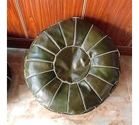 Housse de pouf rond en cuir non rembourré pour pouf marocain, repose-pieds, solution de rangement douce, rouge 58 x 30 cm (vert foncé 58 x 30 cm)