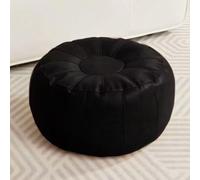 Housse de pouf rond non rembourrée en similicuir pour pouf de rangement, pour salon, chambre à coucher, décoration (noir)