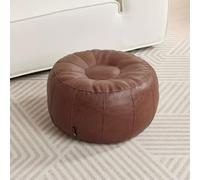 Housse de pouf rond non rembourrée, housse de coussin en similicuir ottoman, housse de coussin de rangement pour salon, chambre à coucher (marron)