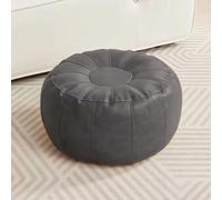 Housse de pouf rond non rembourrée, housse de coussin en similicuir ottoman, housse de coussin de rangement pour salon, chambre à coucher (gris)