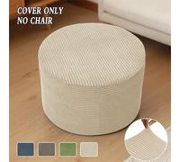 Housse de pouf ronde en jacquard de style nordique, 1 pièce, ajustement universel, housse de protection élastique pour pouf/tabouret, pour salon A2 Stool Cover