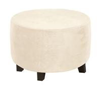 Housse de pouf ronde extensible, housse de luxe en velours élasthanne, housse de repose-pieds de fauteuil for le salon, housses de tabouret douces amovibles et lavables ( Color : Cream , Size : Large