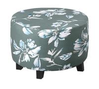 Housse de Pouf Ronde Extensible, Housse de Repose-Pieds avec Fond Élastique, Housse de Pouf Extensible, Housse de Pouf Ronde Antidérapante, Protection de Meubles Ottomans (Gris Vert, M)