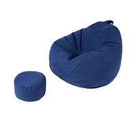 Housse de pouf sans rembourrage, avec couvre-pieds, housse de pouf à remplir avec fermeture éclair, pour ranger des peluches ou de la mousse à mémoire de forme, bleu, 110 x 130 cm