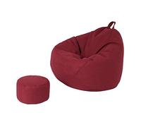Housse de pouf sans rembourrage, avec housse de repose-pieds, housse de pouf à remplir avec fermeture éclair, pour ranger les peluches ou la mousse à mémoire de forme, rouge, 80 x 90 cm