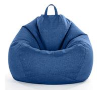 Housse de pouf (sans rembourrage), housse uniquement, housse de canapé en lin pour salon, chambre à coucher, bureau, bleu foncé, taille XXL