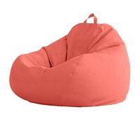 Housse de pouf (sans rembourrage) lavable en lin doux - Housse de rechange pour pouf - Pour adultes, adolescents et enfants - Rouge pastèque - 120 x 120 cm