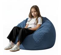 Housse de pouf (sans remplissage), housse de pouf de rangement de jouets en peluche, pour enfants, adultes, adolescents, lavable en velours côtelé ultra doux avec fermeture éclair robuste, [petit 81,3