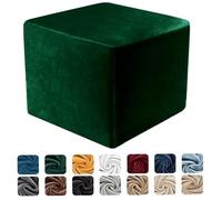 Housse de pouf souple et amovible pour salon et chambre à coucher, vert foncé, compatible avec ottomans rectangulaires, protection confortable pour repose-pieds