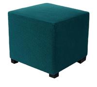 Housse de pouf souple extensible pour salon et chambre à coucher, protection amovible pour repose-pieds cyan foncé, convient aux poufs rectangulaires