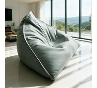 Housse de pouf triangulaire ergonomique imperméable (sans rembourrage) - Siège de sol doux pour dortoir, terrasse et salon - Housse de pouf en similicuir vert