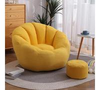 Housse de pouf ultra douce - Housse de rangement pour jouets en peluche (sans rembourrage) - Housse de pouf souple de qualité supérieure à remplir - Anti-fuite - Jaune - 95 x 95 x 75 cm