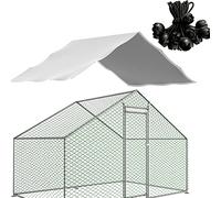 Housse de poulailler d'extérieur en métal imperméable LZBEITEM, pour grand enclos de poules, avec 22 tendeurs à boule, 3,4 m de long x 1,8 m de large (housse uniquement, cadre non inclus)