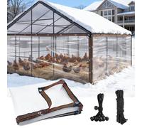 Housse de poulailler imperméable de 9 x 3 m pour l'hiver, bâche de poulailler durable et facile à installer avec corde et attache de câble, housse isolante coupe-vent pour grande cage à poulailler