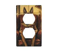 Housse de prise de courant de berger allemand lisant dans un fauteuil en cuir - Plaque murale décorative pour cuisine, salle de bain - Dimensions : 7 x 11,4 cm