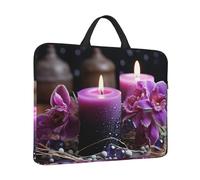 Housse de protection à 360° pour ordinateur portable de 14" avec poignée Motif fleurs violettes et bougies