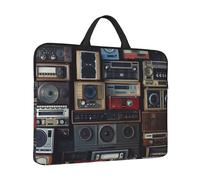 Housse de protection à 360° pour ordinateur portable de 14" - Motif mur vintage de radio Boombox - Housse de transport avec poignée