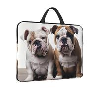 Housse de protection à 360° pour ordinateur portable de 14 pouces, housse de transport avec poignée pour deux chiens bouledogues mignons