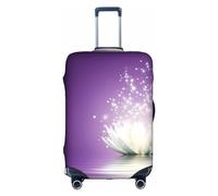 Housse de protection anti-rayures pour valise à roulettes, motif fleur de lotus, 45,7 à 81,3 cm, convient pour les voyages, les voyages d'affaires, blanc, L