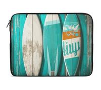 Housse de protection antichoc pochette ordi accessoire ordinateur portable 15'' Motif planche de surf Turquoise vintage
