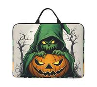 Housse de protection antichoc pour ordinateur portable 14" Motif citrouille d'Halloween Vert Ghost Horror