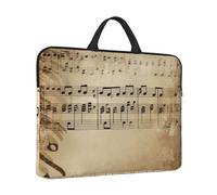 Housse de protection antichoc pour ordinateur portable de 14 po, housse de transport pour ordinateur portable, motif notes de musique sur vieux papier, mallette avec poignée