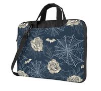 Housse de protection antichoc pour ordinateur portable de 15,6" avec bandoulière - Motif toile d'araignée - Pour homme et femme - Rose, multicolore, 14 inch