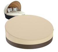 Housse de Protection Canapé-lit Rond Jardin, 420D Oxford Housse de Couverture Bain de Soleil Ronde Extérieur, Imperméable Bâche pour Chaise Longue Ronde pour Salon Plage(Size:228*83cm,Color:BeigeCoff