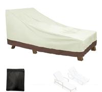 Housse de Protection Chaise Longue de Exterieur , Bâche pour Bain de Soleil Jardin Imperméable, 210D Oxford Couverture de Housse pour Transat pour Patio avec Corde(Size:208*76*41/79cm,Color:Beige Coff