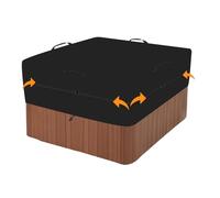 Housse de Protection Compatible avec Les spas Jacuzzi, 200x200x25 cm, Noir | Bâche Oxford 600D pour jacuzzi extérieur, imperméable, coupe-vent, protection UV, résistante aux intempéries.
