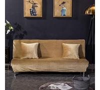 Housse de protection de canapé-lit sans accoudoirs en velours épais antidérapant couleur kaki uni pour canapés pliants avec taie d'oreiller de 45 x 45 cm, chaleur et style d'hiver