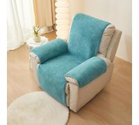 Housse de Protection de Fauteuil inclinable Housse d'accoudoir de canapé relaxante Sherpa Housses de Chaise antidérapante(Lake Blue,22"x82")