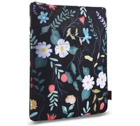 Housse de protection de livre en tissu lavable avec fermeture éclair - Motif floral noir - Taille M : 27,9 x 22,1 cm - Cadeaux pour les amoureux des livres