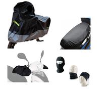 Housse de protection de moto molletonnée imperméable et housse de selle+protège-mains en néoprène compatible avec V ESPA 50 LX 4T Taille M 203 x 89 x 122 cm Kit pour moto scooter Maxiscooter MAXIMOTO