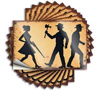 Housse de protection de Noël | Silhouettes occidentales : un conte de trois figurines esthétiques pour décoration de patron (6 x 9 cm)