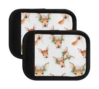 Housse de protection de poignée de bagage à motif de cerf pour valises, 15 x 10,9 cm, Fleurs de cerf mignons de Noël, Set of 4
