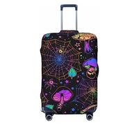Housse de protection de voyage élastique en toile d'araignée de champignons colorés pour coffre de 48,3 à 81,3 cm, Noir , XL(29-32in)
