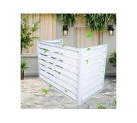Housse de protection décorative en aluminium pour climatiseur d'extérieur - 100 cm - Blanc - Protection efficace contre les déchets - Design à trois côtés pour jardin et terrasse.