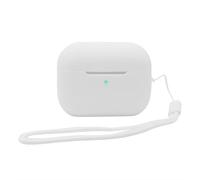Housse de Protection des écouteurs en Silicone pour AirPods Pro 2 avec lanière Housse de Protection antiperte Étuis Portables pour AirPods Pro 2 Antichocs LED Frontale Visible (White)