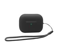 Housse de Protection des écouteurs en Silicone pour AirPods Pro 2 avec lanière Housse de Protection antiperte Étuis Portables pour AirPods Pro 2 Antichocs LED Frontale Visible (Black)