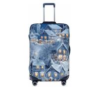 Housse de protection élastique 3D pour valise de voyage Motif ville de Noël Snow Wonderland Anti-rayures, Noir , L