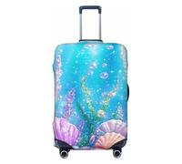 Housse de protection élastique anti-rayures pour valise de voyage avec motif d'algues violettes et bleues, Noir , L