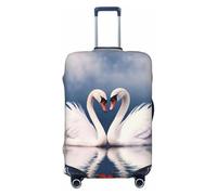 Housse de Protection élastique et Lavable pour Valise de Voyage, Motif Couple de cygnes et cœurs, Motif Saint-Valentin, Motif Extensible et Anti-poussière, Compatible avec Les valises de 18 à 32 pouc