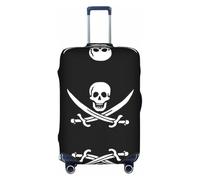 Housse de protection élastique lavable anti-rayures pour valises Motif drapeau pirate 45,7 à 81,3 cm, blanc, L
